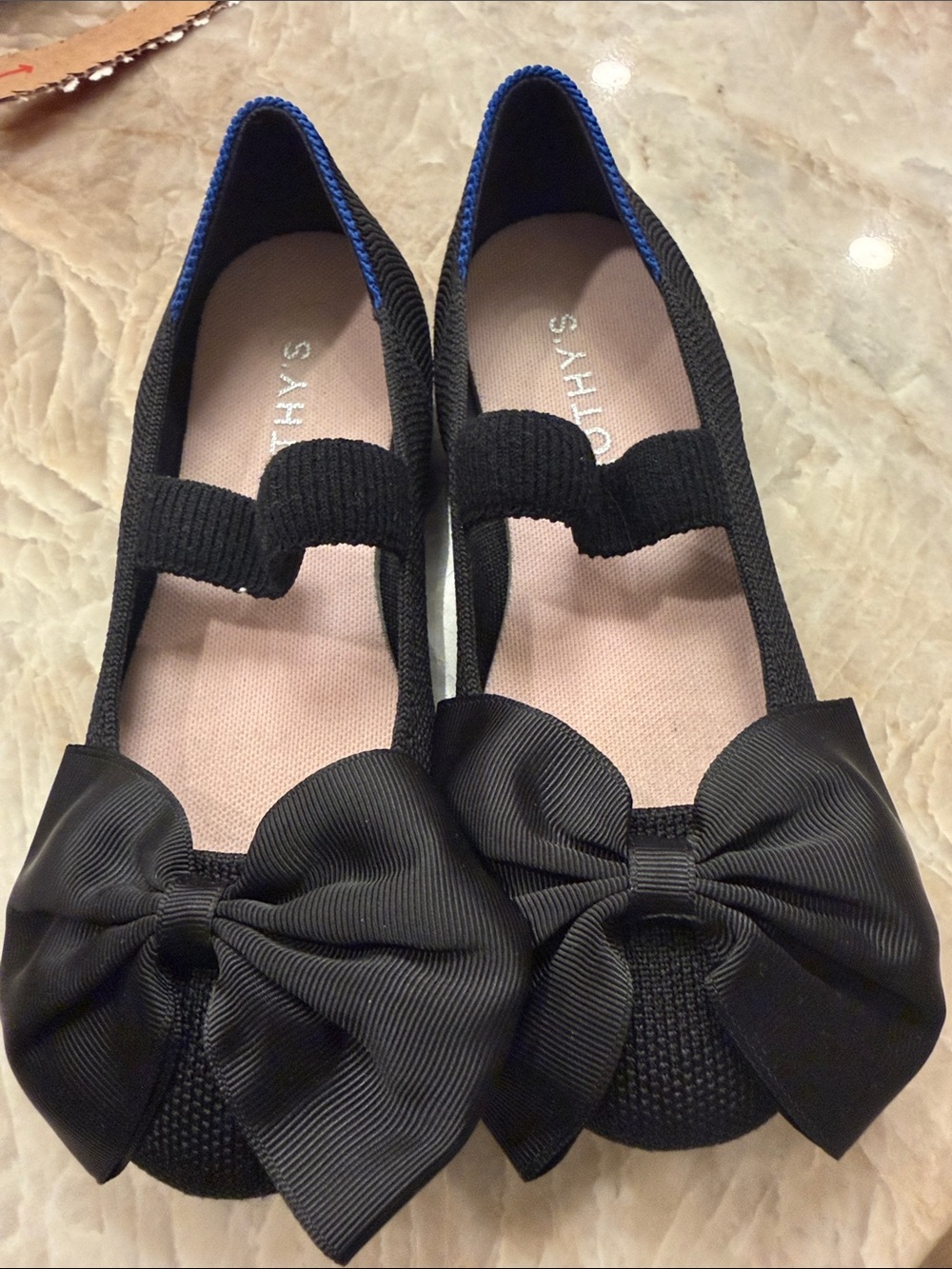 Rothy's Black Bow Girls Mary Jane Dress Shoes
